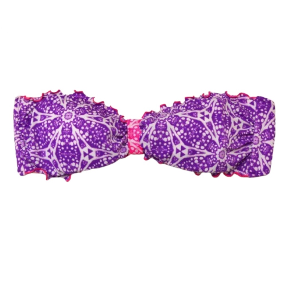PINK Victoria's Secret swim top Strapless ruffled purple bikini top
